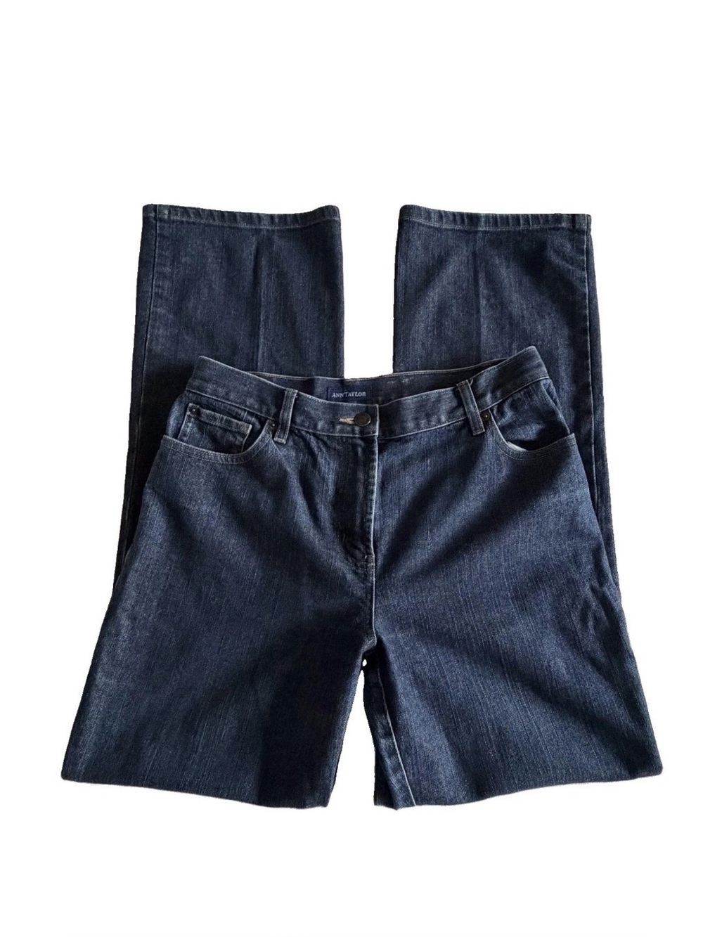 Ann Taylor Jeans Womens 6 Blue Dark Wash Mid Rise Straight Stretch Denim